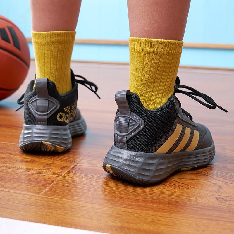 adidas OwnTheGame 2.0 K Нескользящие Износостойкие Средневысокие Детские Баскетбольные Кроссовки Серый Черный Детские GZ3381