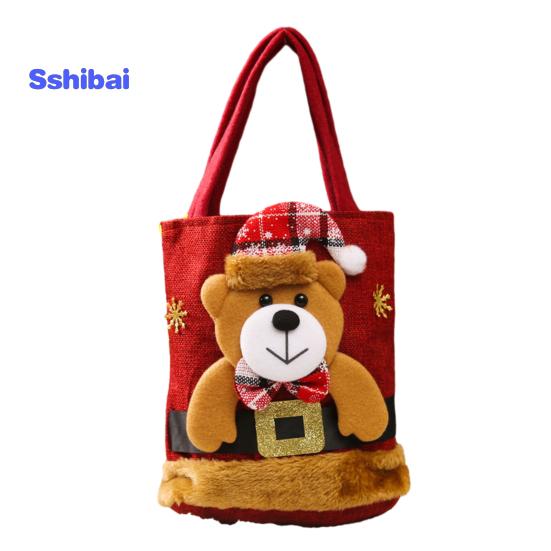 Рождественский подарок Сумочка Портативная ручка Мультфильм 3D Санта-Снеговик Лось Медведь Прочная ткань Многоразовая продуктовая конфета Вечеринка Подарочная сумка