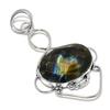 Natural Labradorite Gemstone Handmade 925 Sterling Silver Pendant 2.84" F1c97