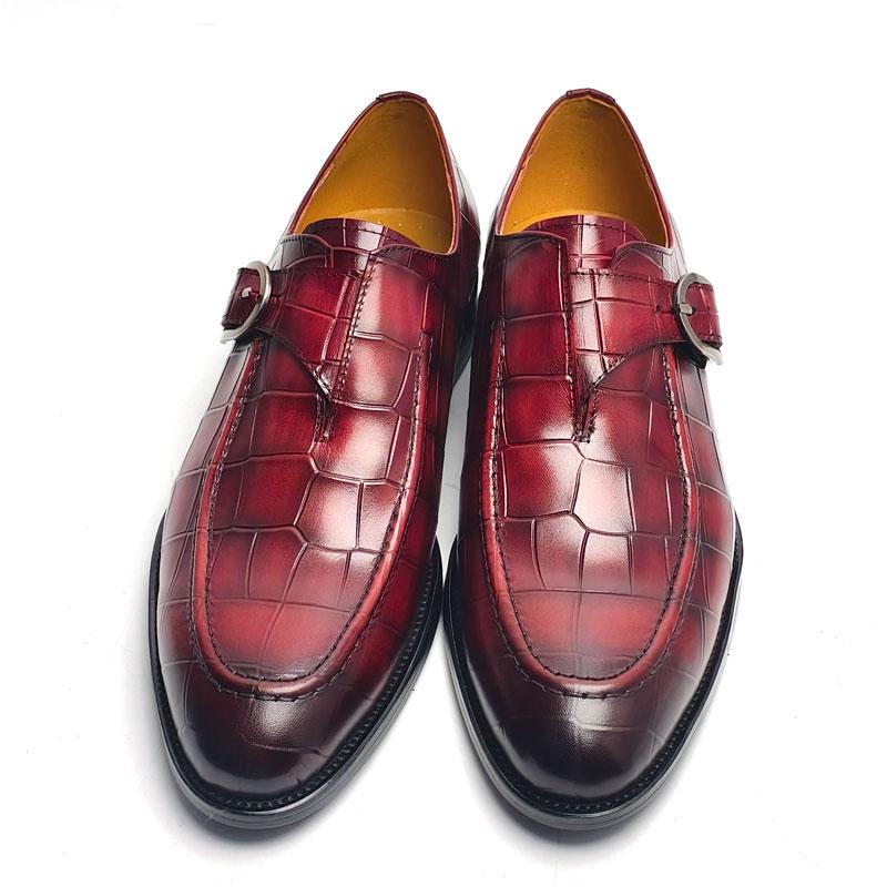 Fashion New Style Casual Shoes For Men Top Layer Cowhide Leather Red Dress Shoes For Wedding Business Loafers Fashion Shoe Rubber Bottom