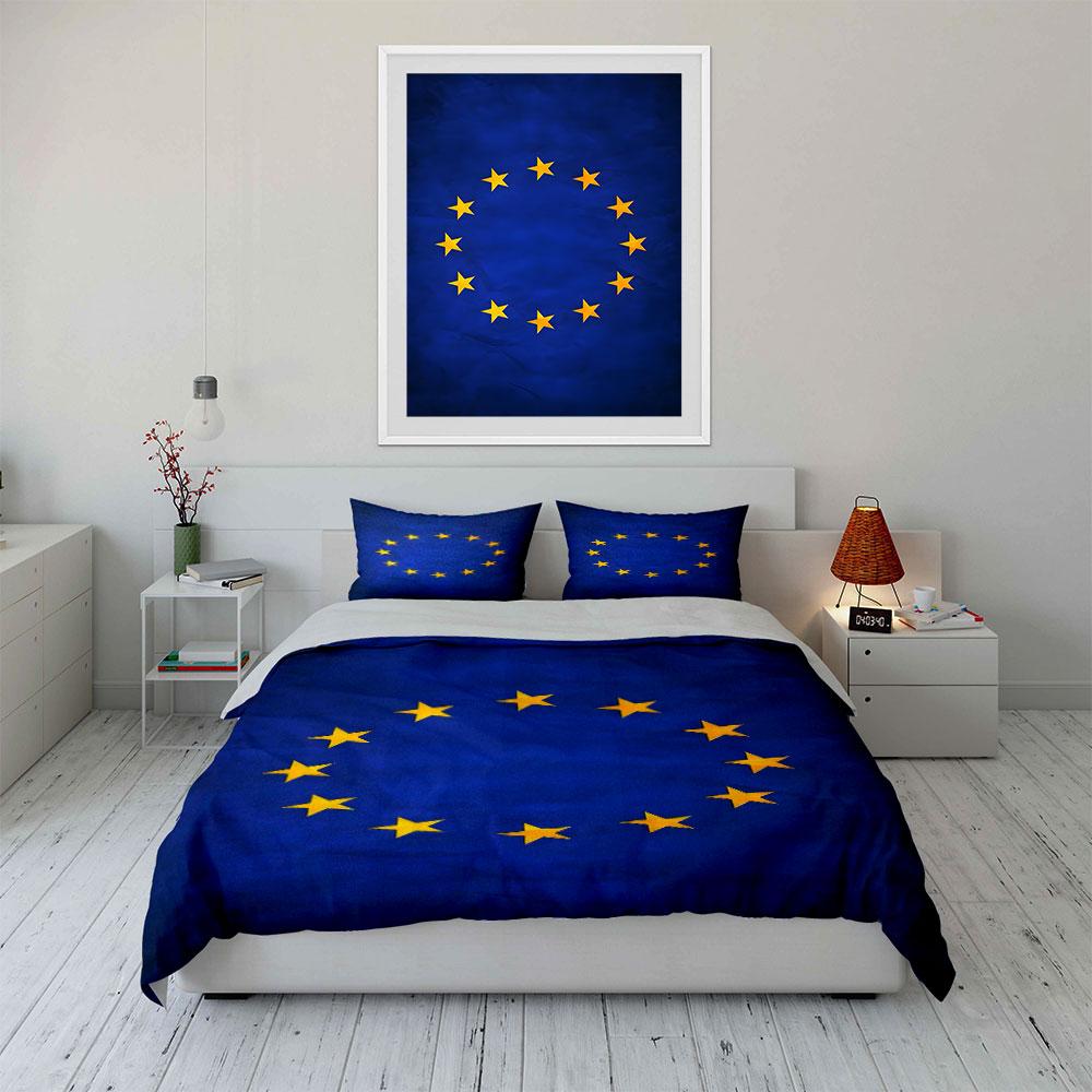 Yellow stars, blue background. Bedding sets Duvet cover sets Duvet covers Pillowcases(1*Duvet Cover 2*Pillowcases without duvet insert)