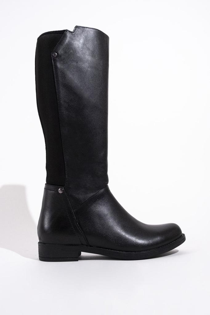 Women Modern Stylish Fashion Boots Boots Genuine Leather Genuine Leather Flat Riding Flexible Black Boots Derbinz