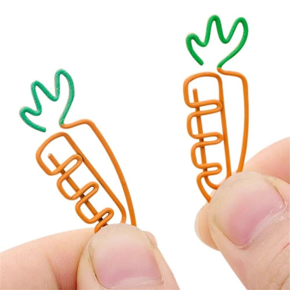 5pcs Reading Assistant Carrot Paper Clip Binder Clip Carrot Metal Bookmark Creative School Supply