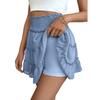 Women's Comfortable Casual Vacation Style Pleated Lotus Leaf Skirt Solid Color Elastic Waist Anti Glare Half Skirt for Women