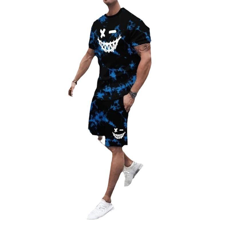 Мужской летний повседневный костюм с 3D-принтом смешных выражений, модный, удобный, свободного кроя, для занятий спортом