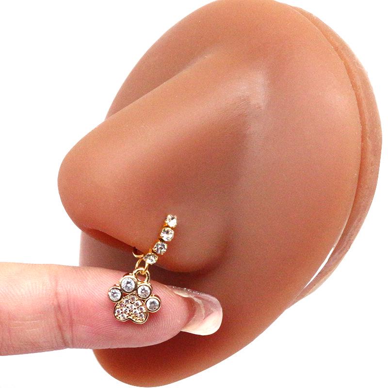 Gaby Cat Head Nose Stud with Butterfly, Five-Star, and Crown Designs - Piercing Jewelry