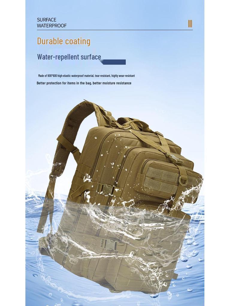 In Stock: 720D Waterproof 45L Tactical Backpack - Molle Expandable, Outdoor 3P Assault, Large Size, Shoulder Strap