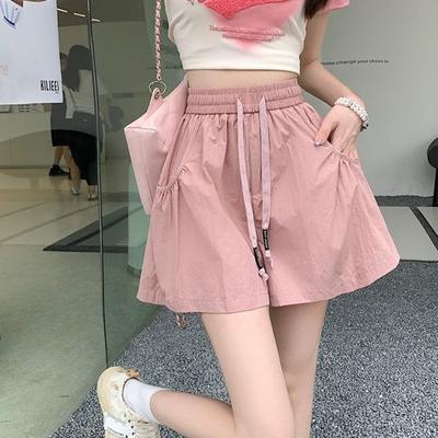 Повседневные шорты женские летние новые маленькие на кулиске с высокой талией свободные быстросохнущие широкие штаны