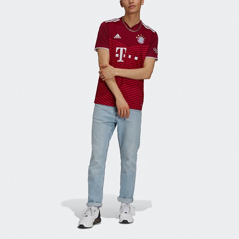 Men's adidas Fcb H Jsy Bayern Munich Black Home Fan Edition Sports Short Sleeve Soccer/Football Red GM5313