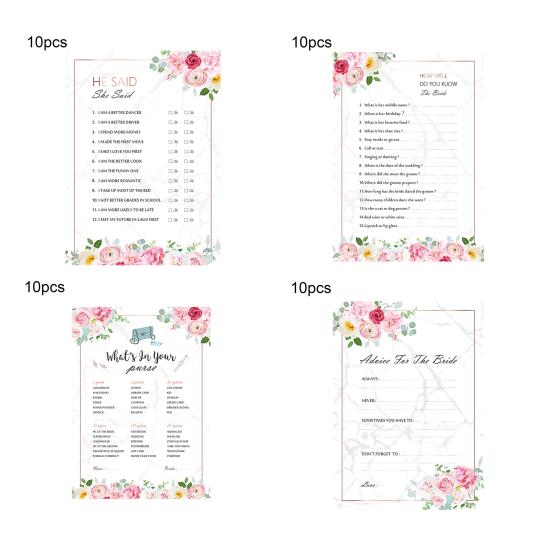 10 шт. свадебных игровых карт, напечатанных изысканным мастерством, цветочный дизайн, не выцветающий, надежный свадебный