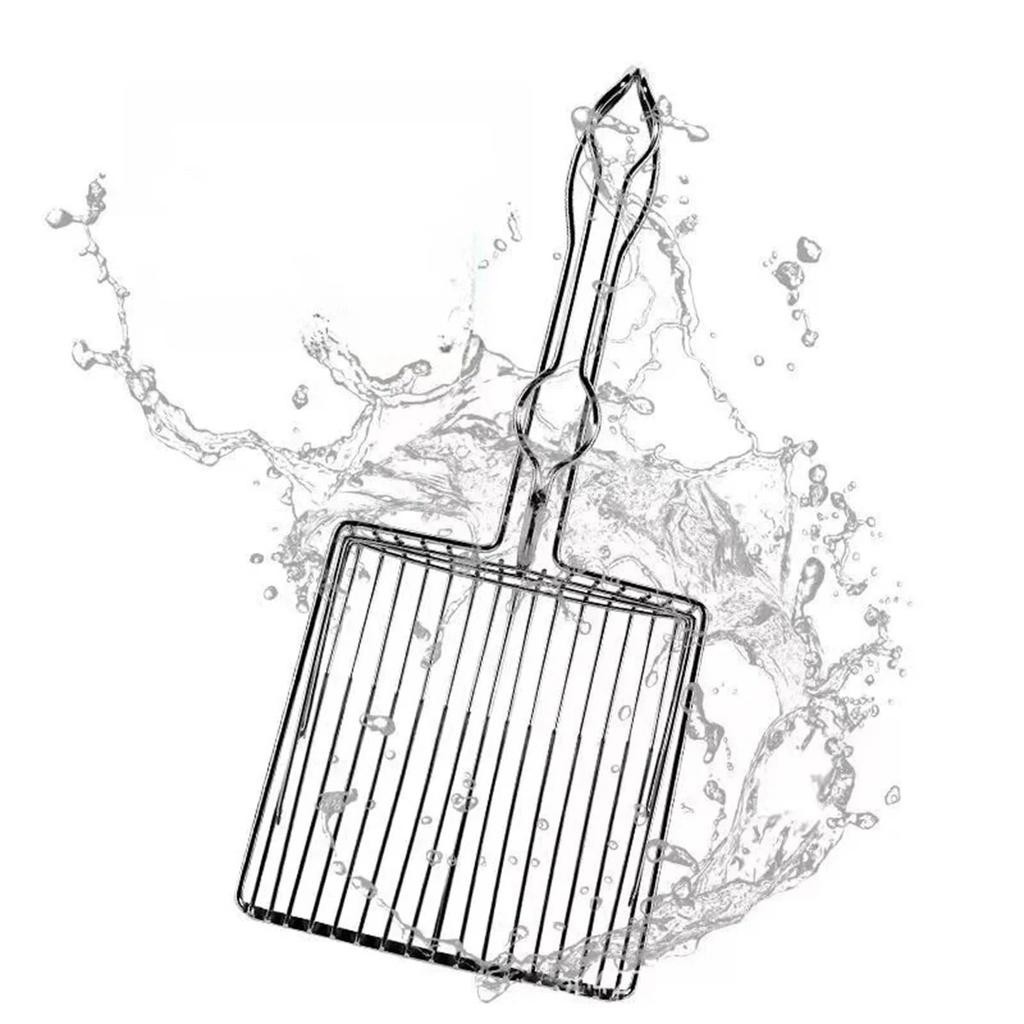 Stainless Steel Cat Litter Shovel Wooden Handle Shovel Easy To Clean Good-Looking Reduce Dust Suitable For Small Dog Toilets