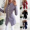 Women Fashion Lady Lapel Suit Coat Long-Sleeve Jacket Button Coat