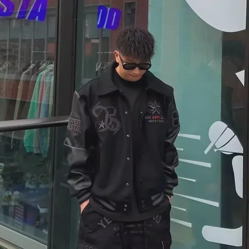2023 Мужская модная свободная куртка - весна/осень, уличная одежда в Гонконге, японский Харадзюку, корейский стиль