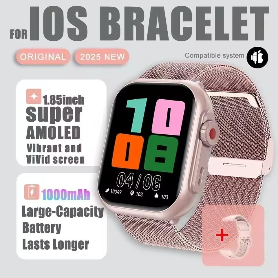 Новые умные часы 1000 мАч Длительное время работы от аккумулятора Для мужчин Женщин Фитнес Спорт Bluetooth-вызов Водонепроницаемые 1,85-дюймовые Полноценный сенсорный экран Умные часы