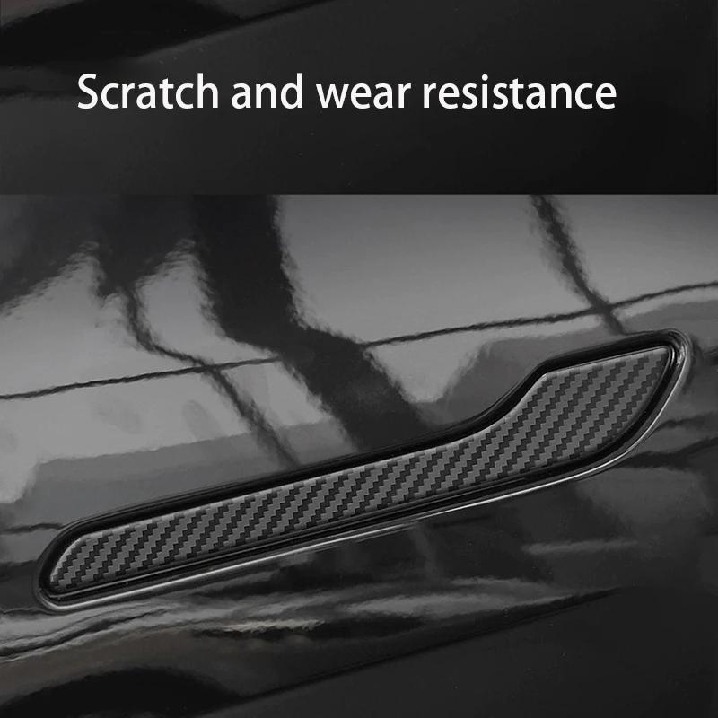 Для модели Y 3 пленка из углеродного волокна для дверных ручек автомобиля декоративная отделка накладка на дверную ручку наклейка отделка защитная пленка для автомобиля аксессуары