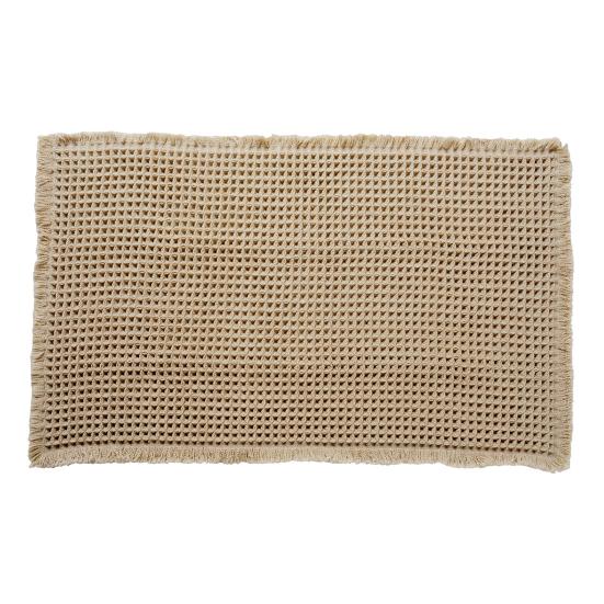 Коврик для ванной из пены с эффектом памяти, вафельная текстура, отделка кисточками, высокоабсорбирующий, быстросохнущий пол