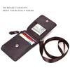 Genuine Leather ID Holder with Zipper RFID Keychain Wallet Neck Lanyards with Swivel Hook for Card/Coin/Cash Black Card Holder