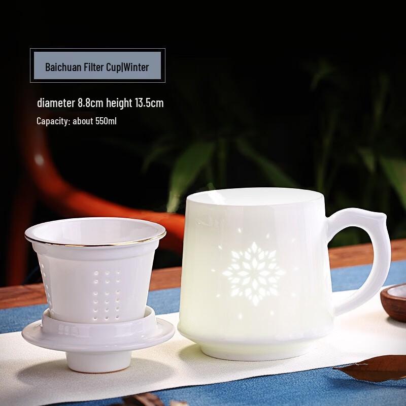 Керамическая чайная чашка Jingdezhen с ситечком и крышкой