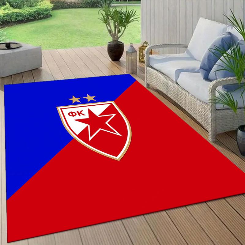 Crvena zvezda2 Flannel Pattern Square Carpet,Area Rug,Carpet Rug for Living Room Bedroom Sofa Playroom Decor,Non-slip Floor Mat