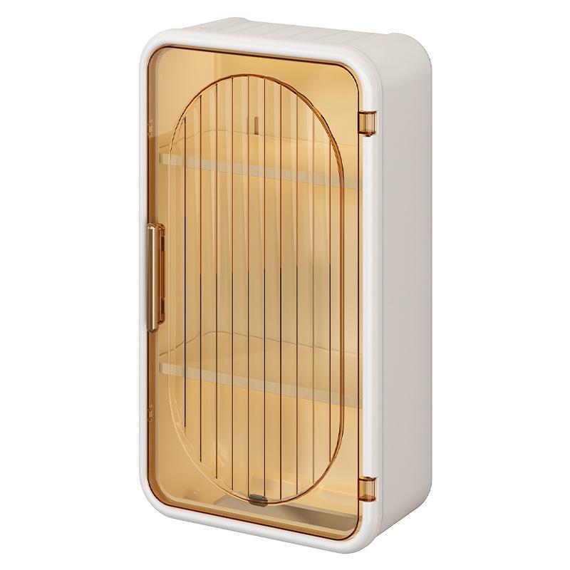 Wall-Mounted No-Drill Moisture-Proof Storage Box; Magnetic Dust-Proof Design for Bathroom and Kitchen Spice Organization.