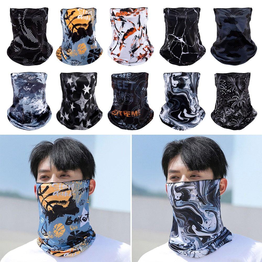 Breathable lce Silk Bandana Hanging Ear Face Cover Scarf Neck Protection Cycling Balaclava  Summer