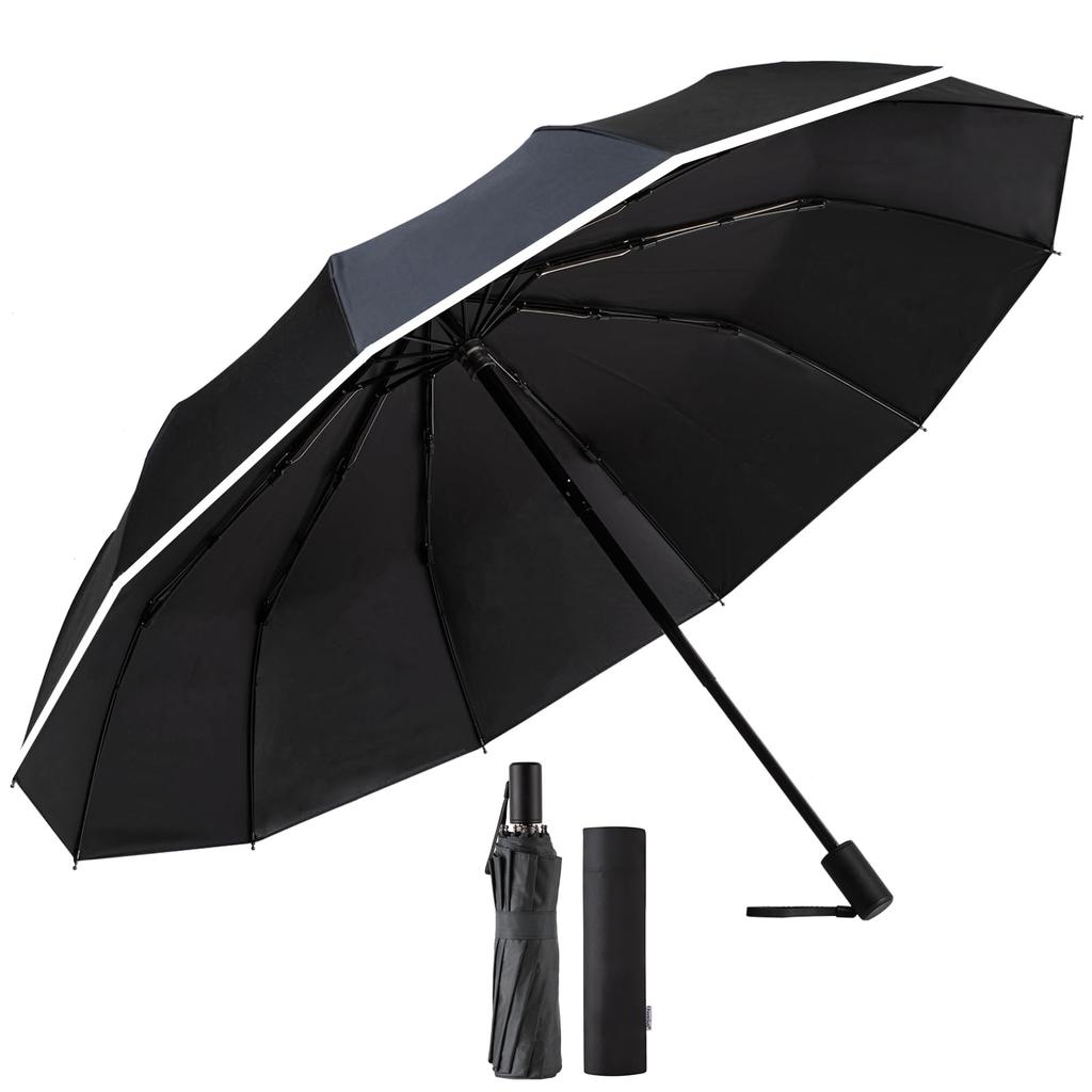 Folding 12 Ribs 290g X Diameter 103cm X Compact To Folding Highly Water Safety Reflective Rainy Season Typhoon Durable Glass Fiber Bones for Men and