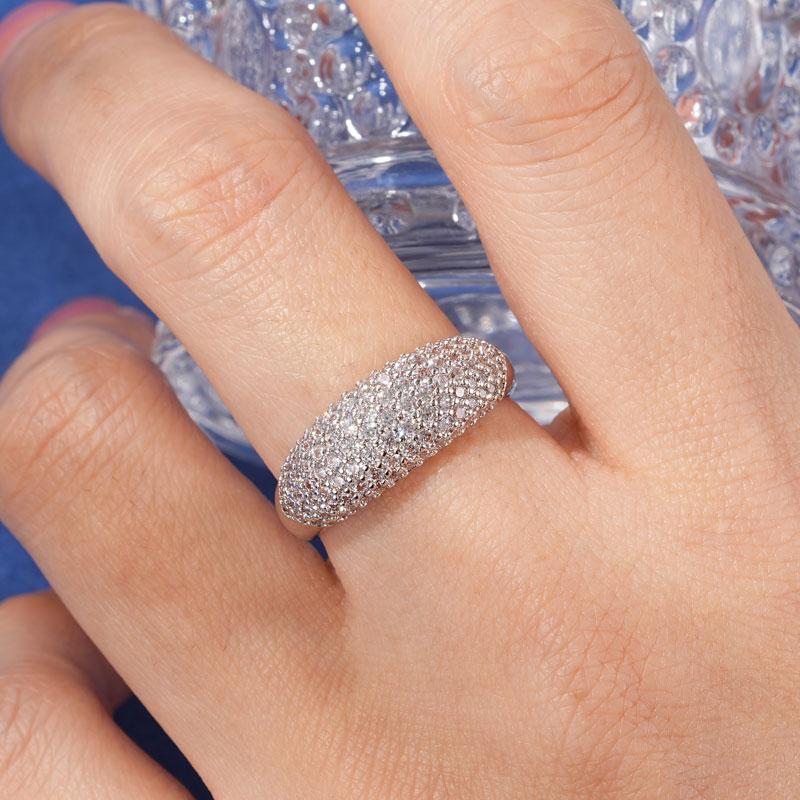 Trendy Elegant Rings 5A Cubic Zirconia Gold Plated Classic Hip Hop Iced Out Cluster Wedding Pave Dome Rings Unisex