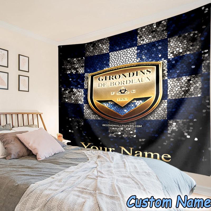 Custom Name Girondins Bordeaux Printed Tapestry, for Bedroom,Livingroom, dormitory, Large Wall Decor, Fabric Decor Fan Birthday Gifts