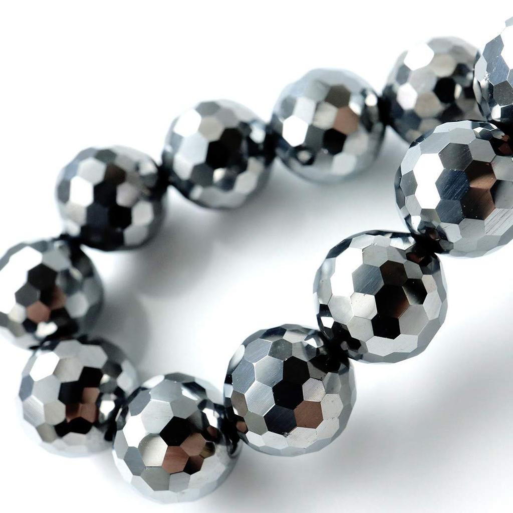 High Purity Mirror Cut Terahertz Ore Bracelet 10mm with Special Box Inner Diameter 21cm [GOLD STONE] Approx.