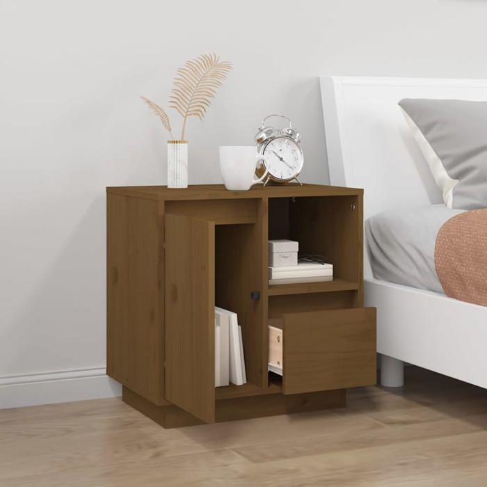 Maison Exclusive - Table de chevet Marron miel 50x34x50 cm Bois de pin massif