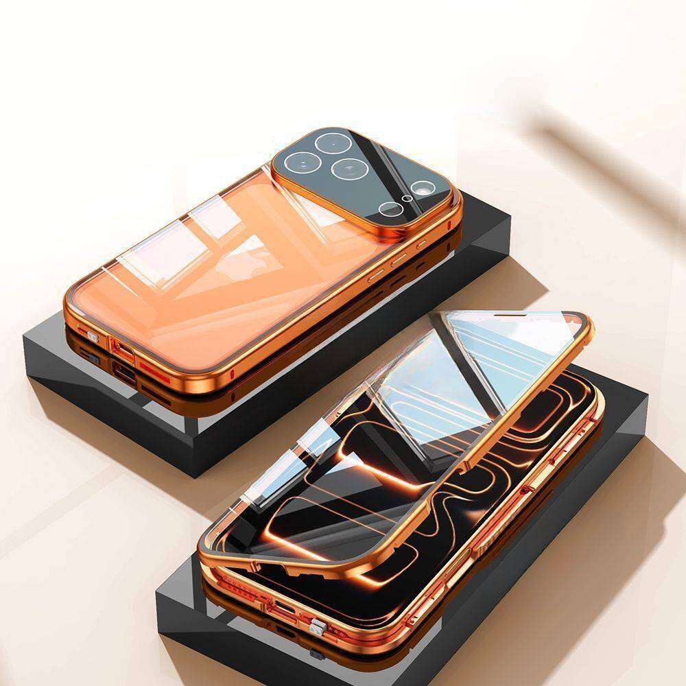 Anti Peeping Case for iPhone 17 Pro Max Air, Double Sided Tempered Glass,Metal Frame with Lens Protector Phone Bumpers