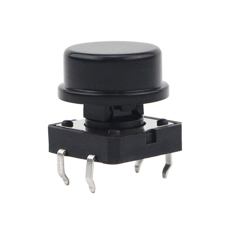 12x2x7.3mm Four-Pin Tactile Switch Button with Round Cap, Available in Six Colors