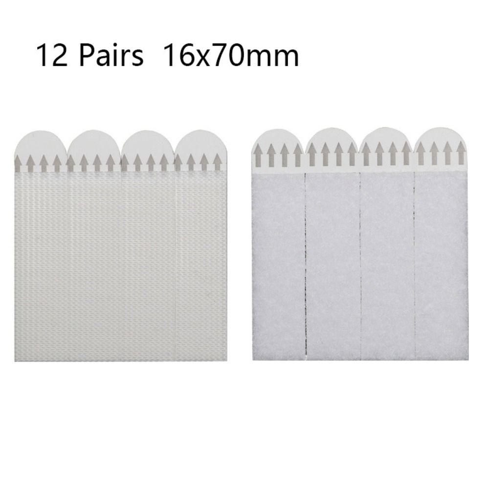 12 Pairs Punch-free Frame Tape Strips Picture Frame Wall Hook Decorate Wall Hanger