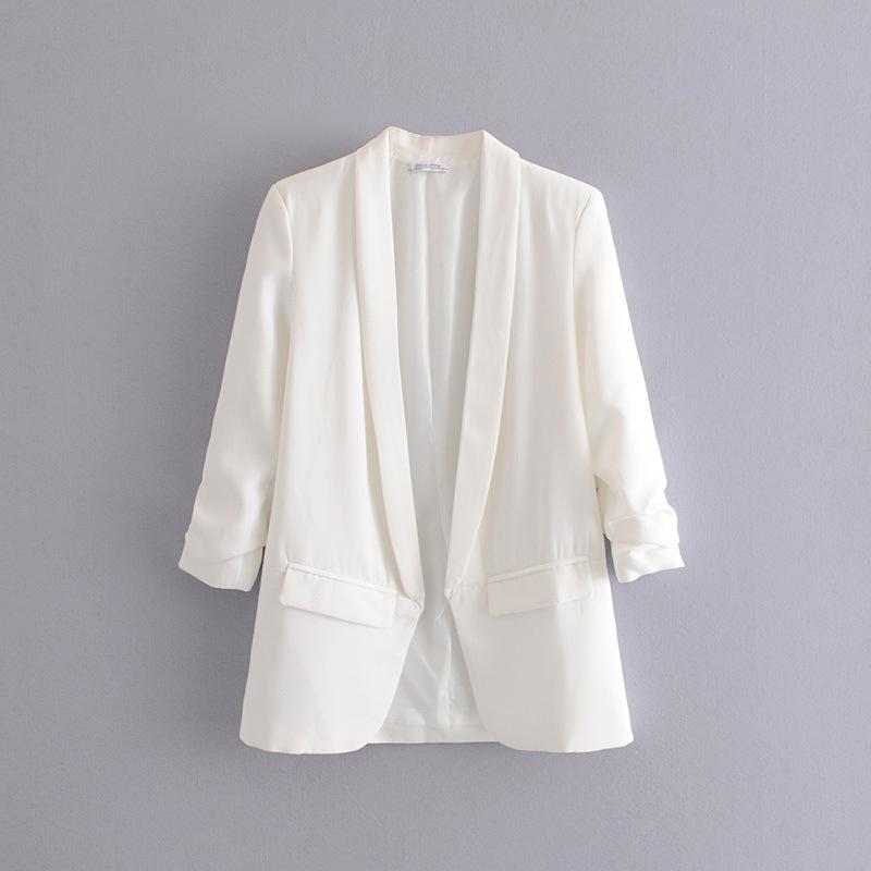 Spring and Autumn Commuter Urban Leisure Versatile Candy Women's Pleated Sleeve Blazer