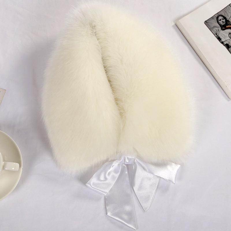 1PC Scarf Shawl Outdoor Windproof Short Ribbon Soft Mufflers Cold Proof Solid Color Winter Warm Faux Fox Fur Plush Collar
