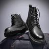 Fashion Men High-Top British Korean Tooling Boots All-Match Trendy Shoes Autumn Winter Side Zipper Boots 2024 All-match Casual Shoes