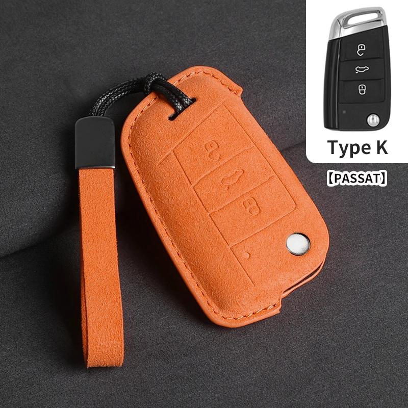 Suede Car Flip Key Case Cover for VW Volkswagen Golf 7 MK7 Tiguan MK2 T-roc Skoda Octavia Kodiaq Karoq Seat Ateca Leon Passat