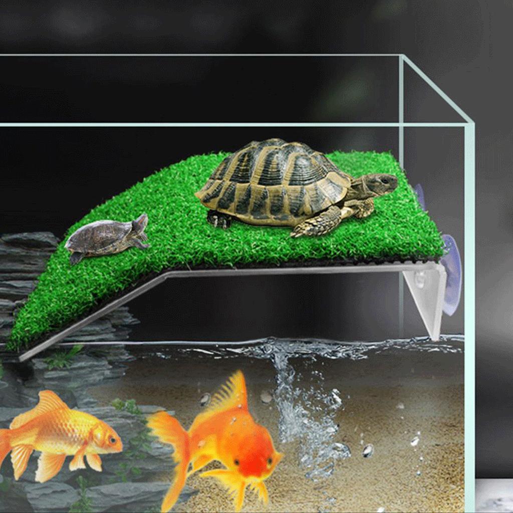Turtle Basking Platform with Simulation Turtle Resting Terrace with Simulation Cup Turtle Floating Ramp Enhance for Fish Tank