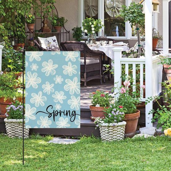 Spring Summer Floral Garden Flag 12x18 Inch Vertical Double Sided Colorful Flowers Welcome Yard Decor Farmhouse Outdoor Burlap Flag