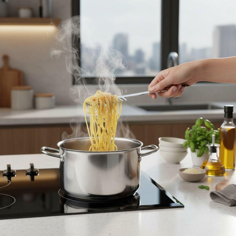 Long Handle Spaghetti Serving Fork Stainless Steel Noodle Stirring Fork Funny Pasta Comb Cooking