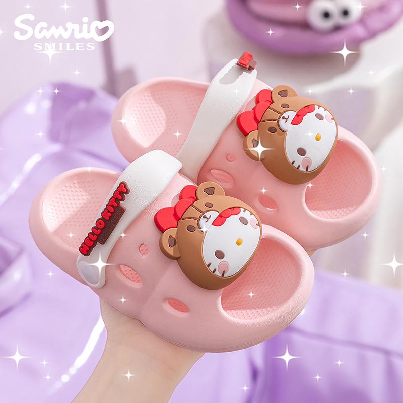 Детские летние шлепанцы Sanrio с мультяшным принтом, нескользящие, легкие, с мягкой подошвой