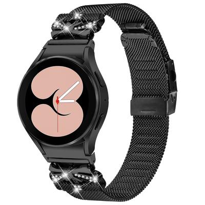 Для Samsung Galaxy Watch6/Watch6 Classic Ремешок для часов из нержавеющей стали со стразами Черный браслет