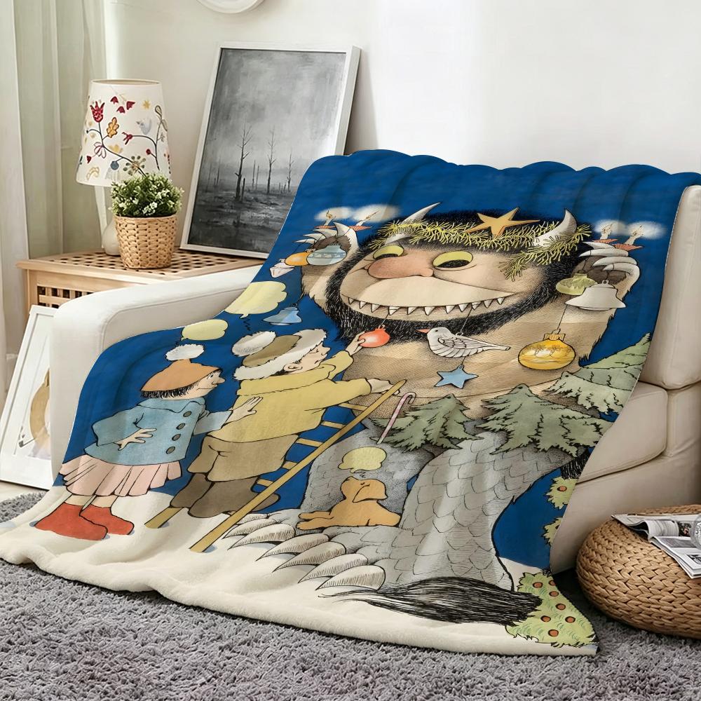 PictureBook W Where The Wild Things A Are Throw Flannel Throw Blanket Suitable for Sofa Living Room Bedroom