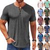 Мужская повседневная тонкая модная футболка с коротким рукавом на пуговицах с круглым вырезом, летняя