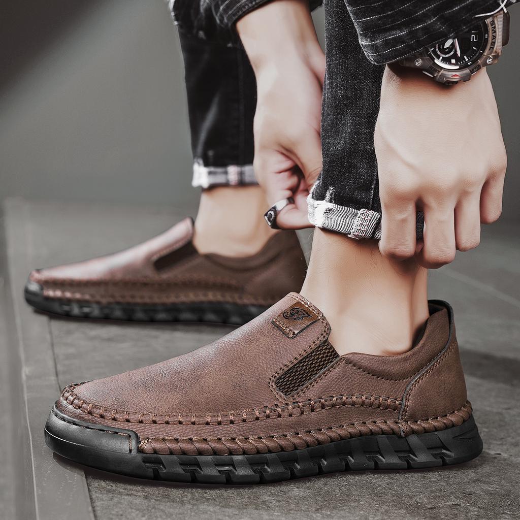 Мужская повседневная обувь, кожаные мокасины ручной работы, качественные мокасины на плоской подошве, мужские кроссовки