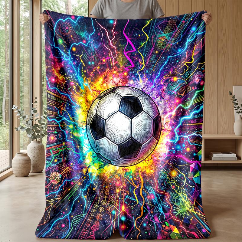 Energetic Soccer Ball Theme blanket Lightweight Warm Flannel Blanket Decorative Throw Blanket for Home Decoration