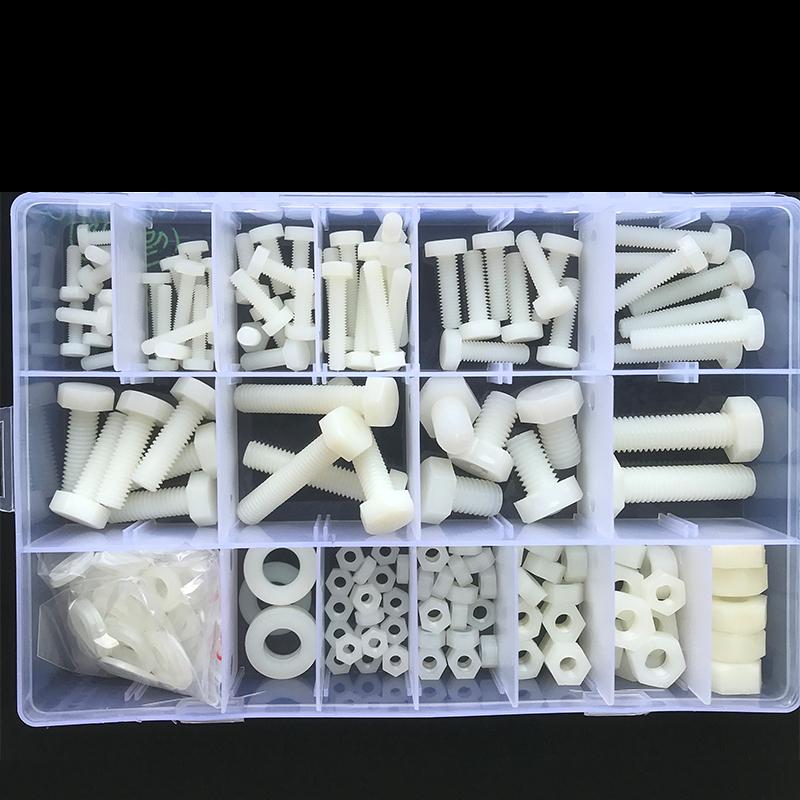 External Hex Bolt M4 M5 M6 M8 M10 White Nylon Hexagonal Head Screw Nut Washer Threaded Hex Head Screw Plastic Insulated Screw