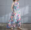 Dimanaf 2025 Women Summer Dress Ladies Basic Long Linen Flower Dress  8131