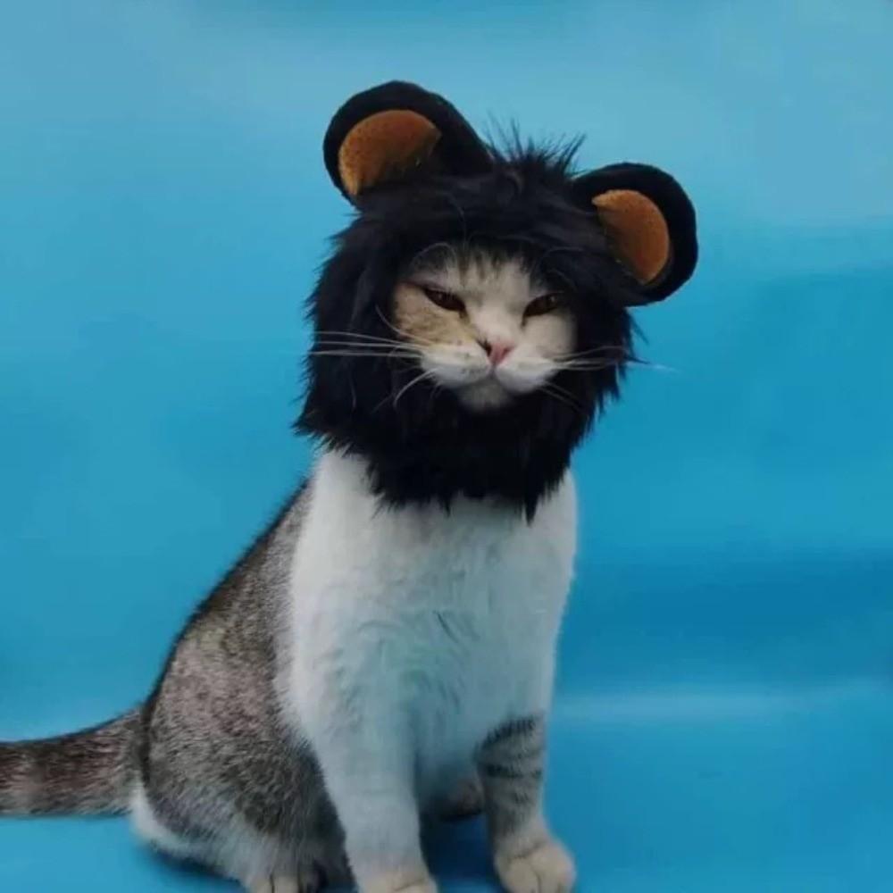 Breathable Lion Mane Wig Cap Hat Fluffy Pet Costume Comfortable Fit Dog Cat Wig Hat Cosplay