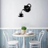 Teapot Shape Wall  Clock Modern Kitchen Home Decor Wall Sticker Hollow Digital Clock Watch Home Clock